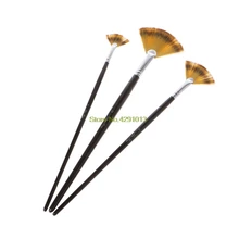 Set 3 Size Fan Brush Pen for Oil Acrylic Water Painting Artist Wooden Handle Drop Shipping Support
