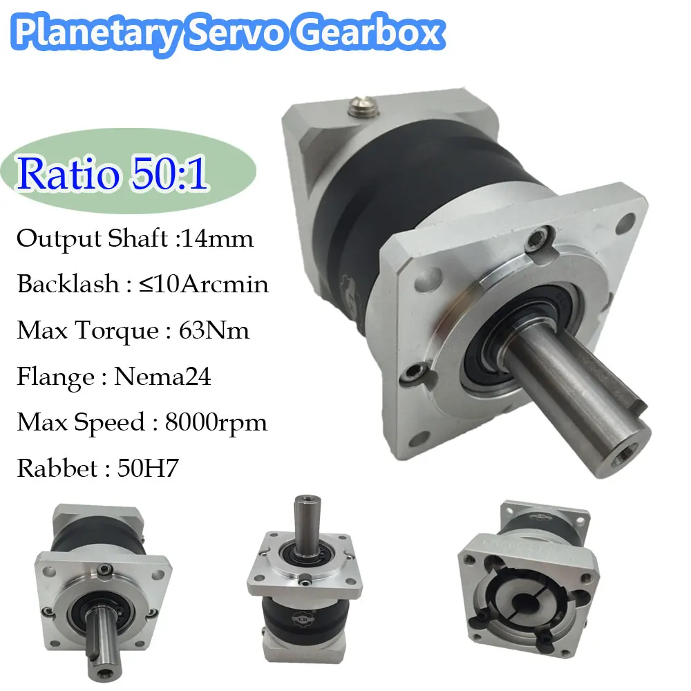 Fevas Nema24 3000rpm 60mm Ratio 3:1 Planetary Gearbox Speed Reducer Shaft 14mm Carbon Steel Gear for 200W 600W Servo Motor Fevas Nema24 3000rpm 60mm Ratio 3:1 Planetary Gearbox Speed Reducer Shaft 14mm Carbon Steel Gear for 200W 600W Servo Motor