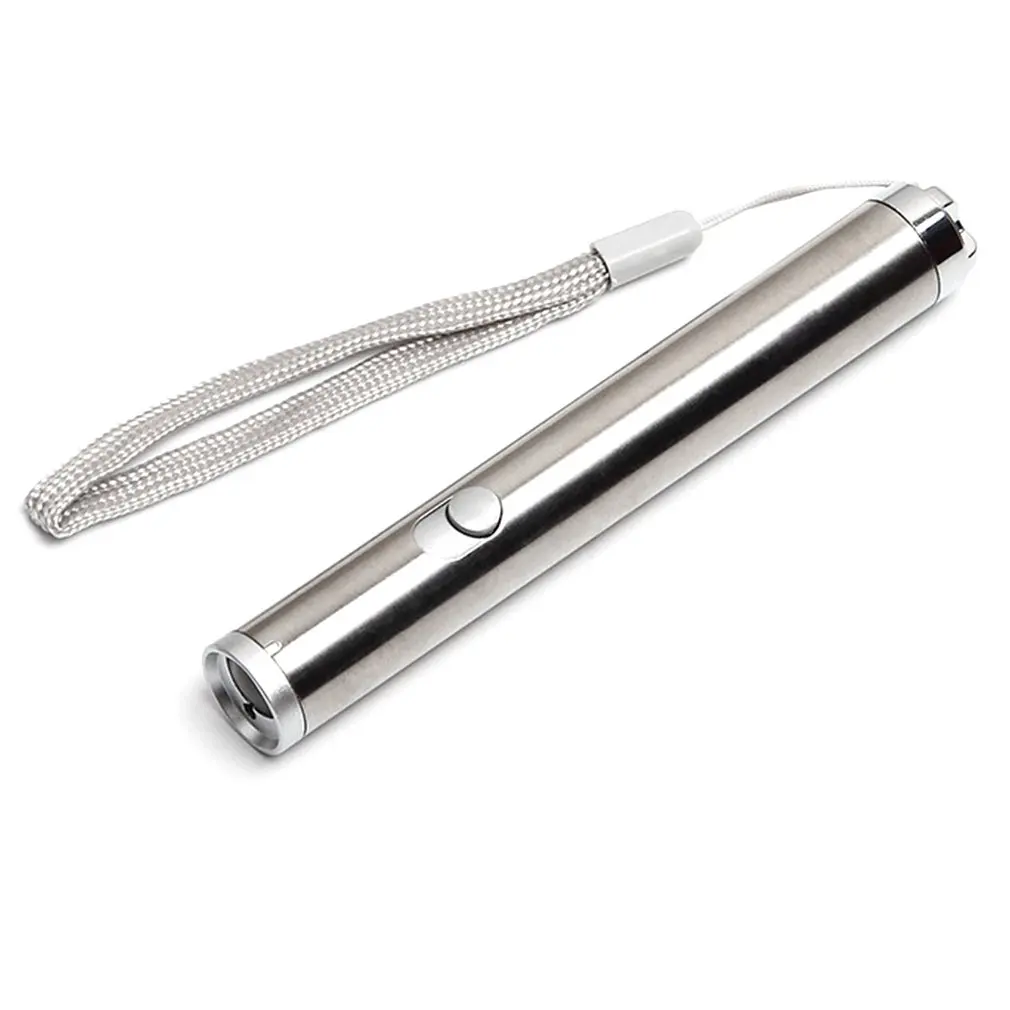 

New Stainless Steel Funny Cat Stick+Rope USB Rechargeable LED Flashlight Red Light Pointer Pen 2in1 Cat Training Tools Drop Ship