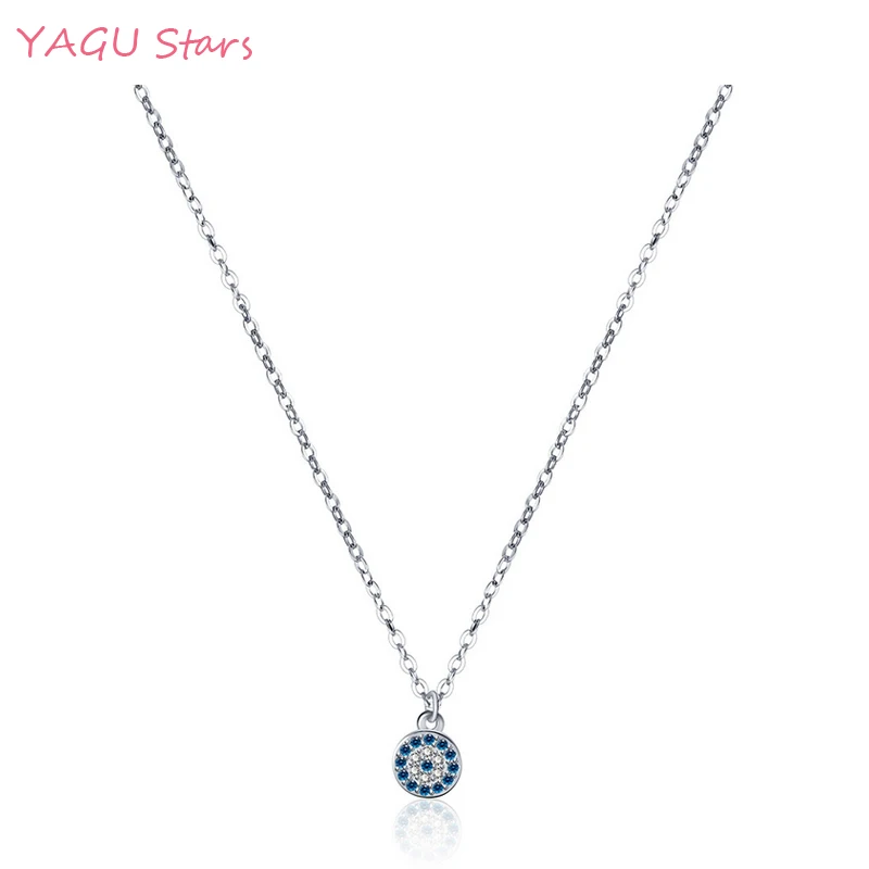 

Simple Trendy 925 Silver Necklace Devil's Eye Crystals Pendant Fashion Choker Clavicle Chain For Women Jewelry Gift N025