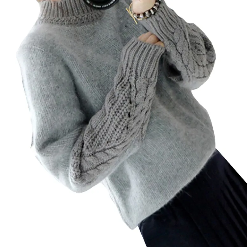 

Autumn 2017 Knitted Sweater Women Casual Sweater Turtleneck Pullovers Long Sleeve Female Knitted Sweater Winter Blend Thick 3953