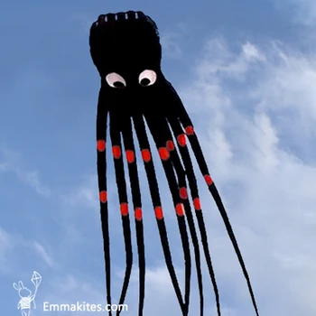 

15M 3D Octopus Kite Black Soft Tube Shaped Parafoil Kite Flying Outdoor Sports Fun for Adults Power Kites