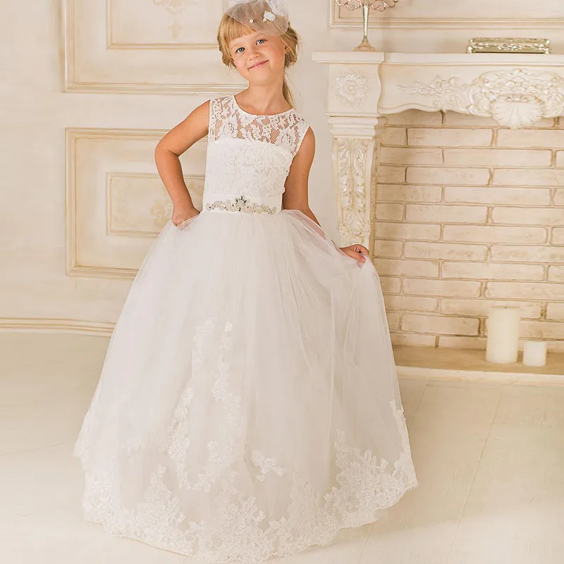 2016-Spring-Floor-Length-Ball-Gown-Kids-First-Communion-Dresses-with-Beading-Sash-Cute-Lace-Tulle1
