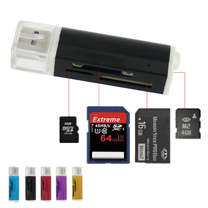 

USB2.0 Micro SD Card Reader External TF Flash Memory Cards Adapter MCC Multi-function Carte reader free shipping