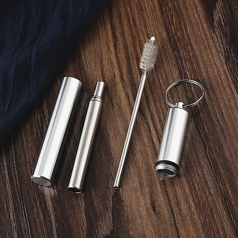 

Portable Reusable Stainless Steel Straw Telescopic Drinking Straw Adjustable Collapsible Straw with Brush Bar Party Accessories