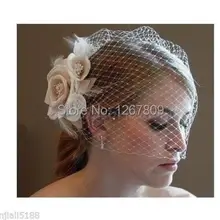 Горячая Распродажа, дизайн, слоновая кость, румяна, клетка для птиц, вуаль с шампанским, свадебная вуаль, аксессуары для невесты