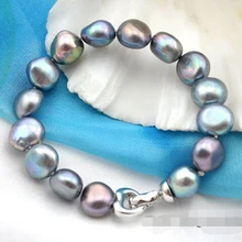 " 12 x 13 мм барокко серый пресноводные жемчужный браслет благородный стиль естественно прекрасно jewe быстрая