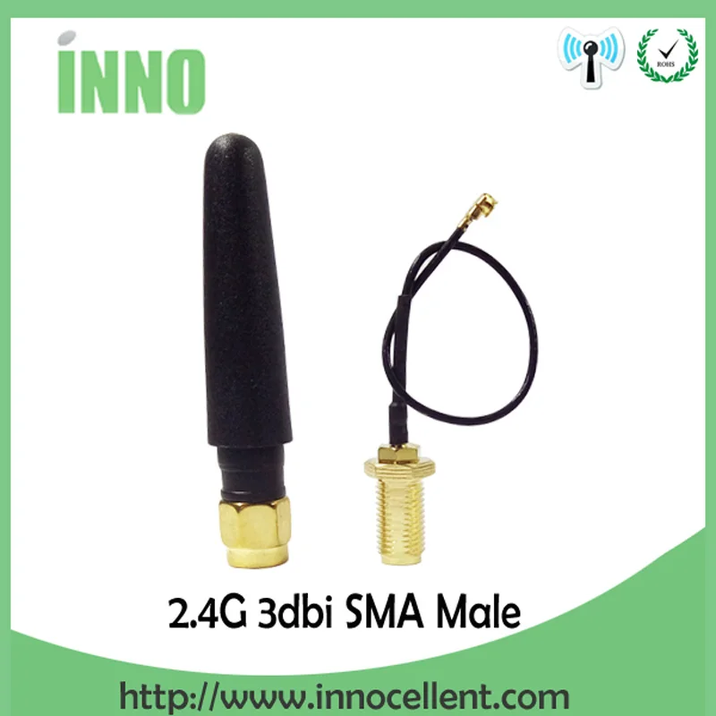 EOTH 20pcs 2.4g antenna 2~3dbi sma male wlan wifi 2.4ghz antene SMA female pigtail Extension Cable iot module antena
