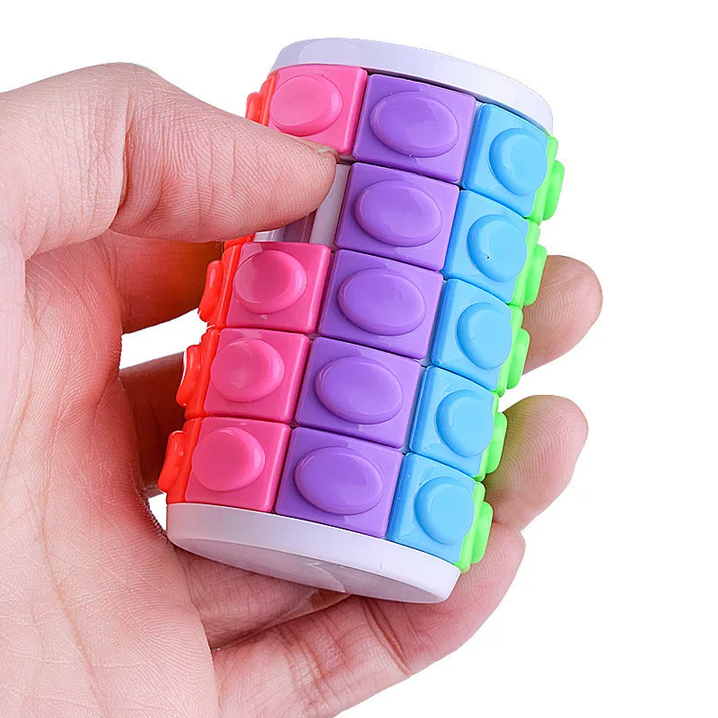 5th Order 3D Rotate And Slide Stress Cube Puzzle Toy Rainbow Color Cylinder Sliding Puzzle For Autism And Stop Stress