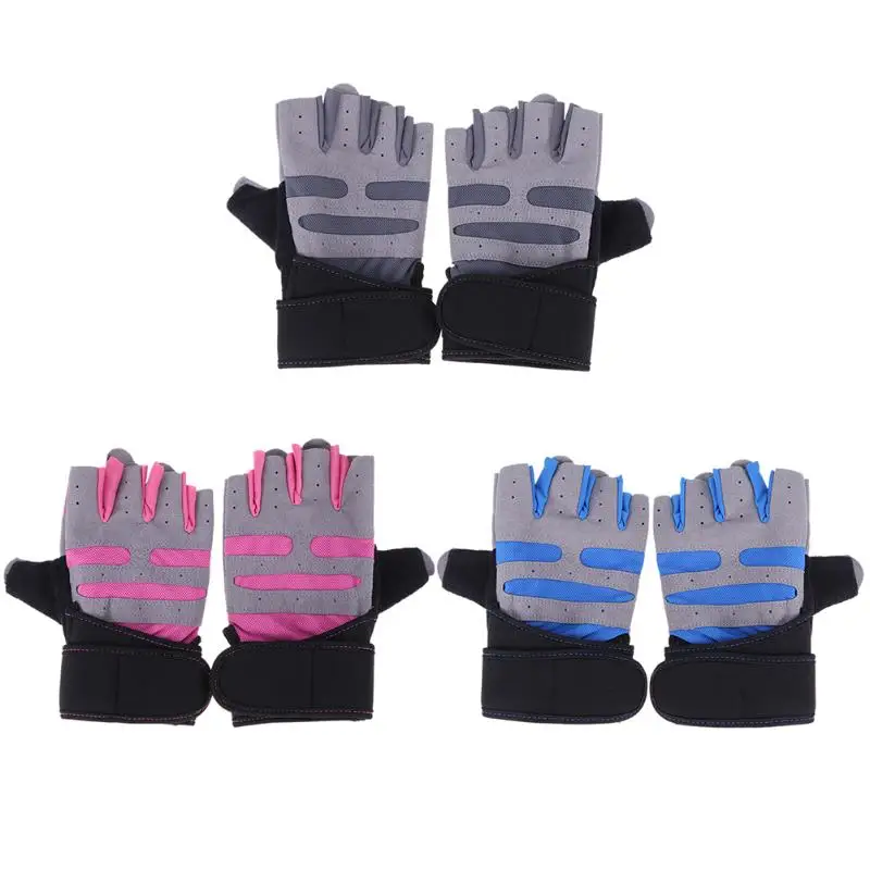 1 Pair Women/Men Anti-skid Sports Gym Gloves Body Building Training Half Finger guantes Fitness Exercise Weight Lifting Gloves
