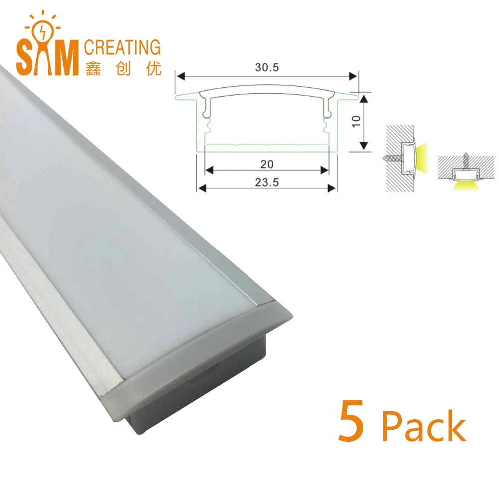 

Светодиодная лента для наружного или внутреннего освещения, алюминиевый профиль, абажур, UnvarySam, 5 шт., 1 м, для фитолампы, для растений
