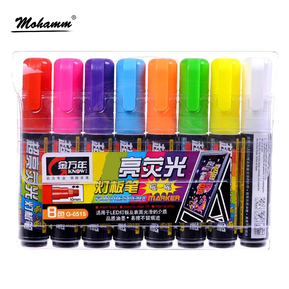 GEnvAnA 8pcs 10mm Luminous Color Highlighter Fluorescent Liquid Chalk