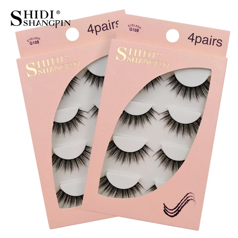 SHIDISHANGPING 4 pairs handmade mink eyelashes makeup natural false eyelash extension 3d mink lashes fake lash cilis G108 SHIDISHANGPING 4 pairs handmade mink eyelashes makeup natural false eyelash extension 3d mink lashes fake lash cilis G108