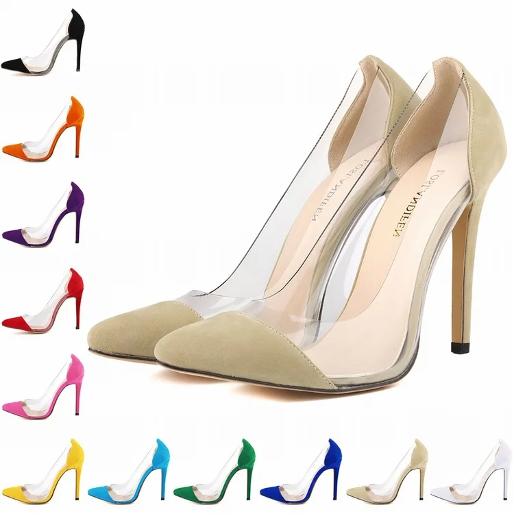 Женские туфли-лодочки из искусственной замши; прозрачные женские туфли на высоком каблуке 11 см; женские свадебные туфли на платформе с острым носком на тонком каблуке
