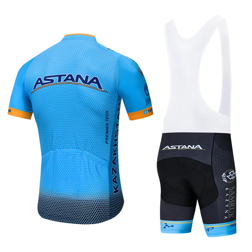 Skup Nowy 2019 niebieski Astana koszulka kolarska 12D spodenki rowerowe zestaw szybkie suche męskie ubrania do jazdy rowerem zespół pro rower Maillot Culotte