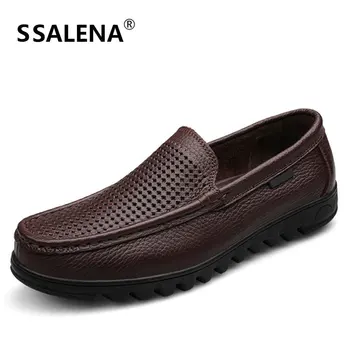 

Mens Hollow Mesh Moccasins Soft Leather Casual Shoes Mens Luxury Summer Loafers Breathable Slip On Boat Shoes AA11576