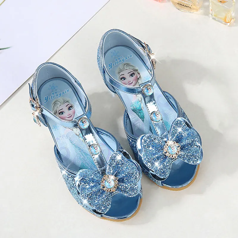 Children girls sandals,Frozen shoes for girls,Dancing and party shoe bow rhinestone bow else shoes EUR size 24-36