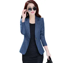 Fmasuth 4xl плюс Размеры осень Для женщин блейзер и куртка длинный рукав одной кнопки feminino Блейзер зимняя верхняя одежда ow0343