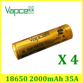 

4pcs Vapcell INR 18650 2000mAh 35A Max pulse discharge 70A High drain rechargeable battery electronic smoke E-CIG vs keeppower