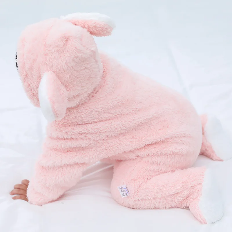 Winter Soft Babies Newborn Baby Clothes Bear Baby Girl Boy Romper Coral Fleece Warm Hooded Plush Jumpsuit Animal Overall