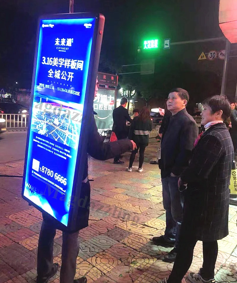 2 Pcs 63x150cm Dua Sisi Led Papan Iklan Tanda Iklan Manusia Billboard Berjalan Iklan Lampu Aliexpress