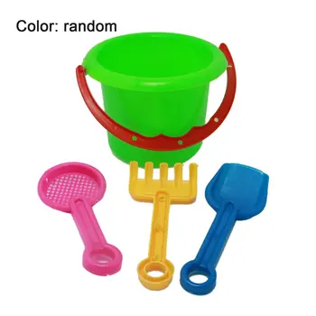 

4pcs Novelty Mini Beach Toys Set Sand Pails Bucket with Shovel Rake Summer Pool Beach Sand Play Toys Gift for Children Kids