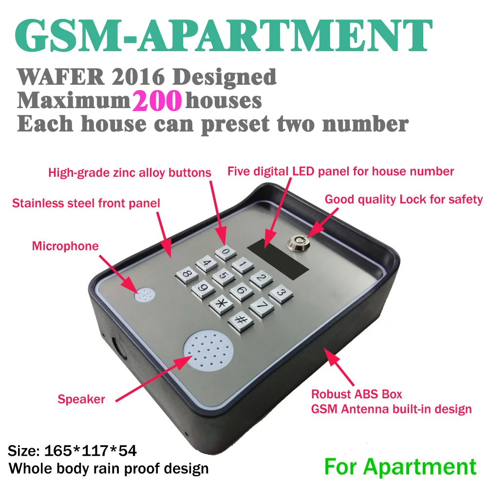GSM intercom for emergency help gate opener access controller and service help calling dc12v power input