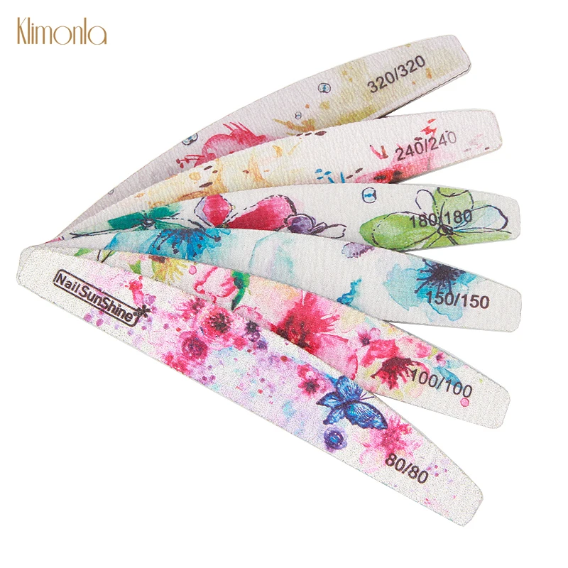

6pcs Colorful Flower Nail Art Buffing Files Half Moon Sanding Polishing Nail File DIY Salon Manicure Tool 80/100/150/180/240/320