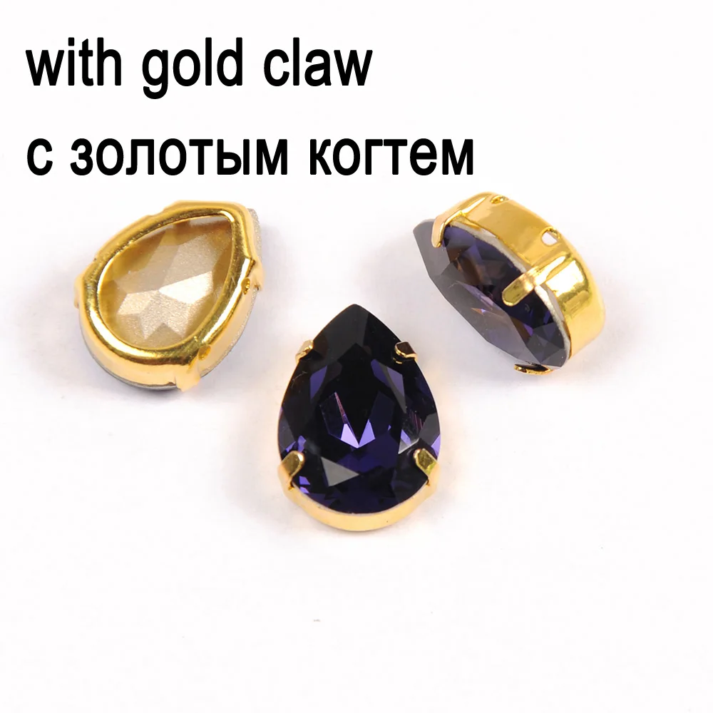 Crystal with gold Стразы фиолетового цвета без горячей фиксации, стразы из кристалла и стекла для одежды, украшения, аксессуары для одежды - Цвет: Crystal with gold