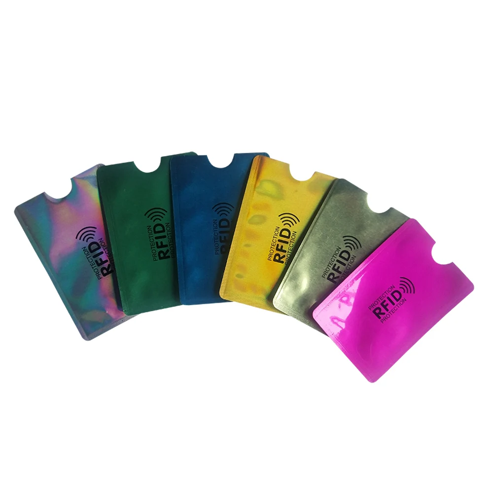 6 unids/lote Cartera de bloqueo Anti RFID Scan caja de aluminio funda de seguridad soporte mangas para pasaporte de tarjeta de crédito