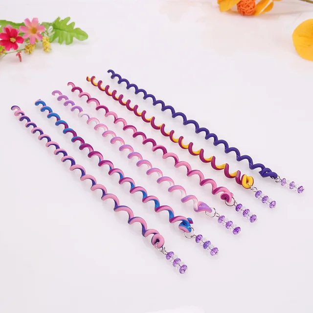 6PCS/lot Rainbow Color Headband Cute Girls Hair Band Crystal Long Elastic Hair Bands Headwear Hair Accessories Random Color Purple