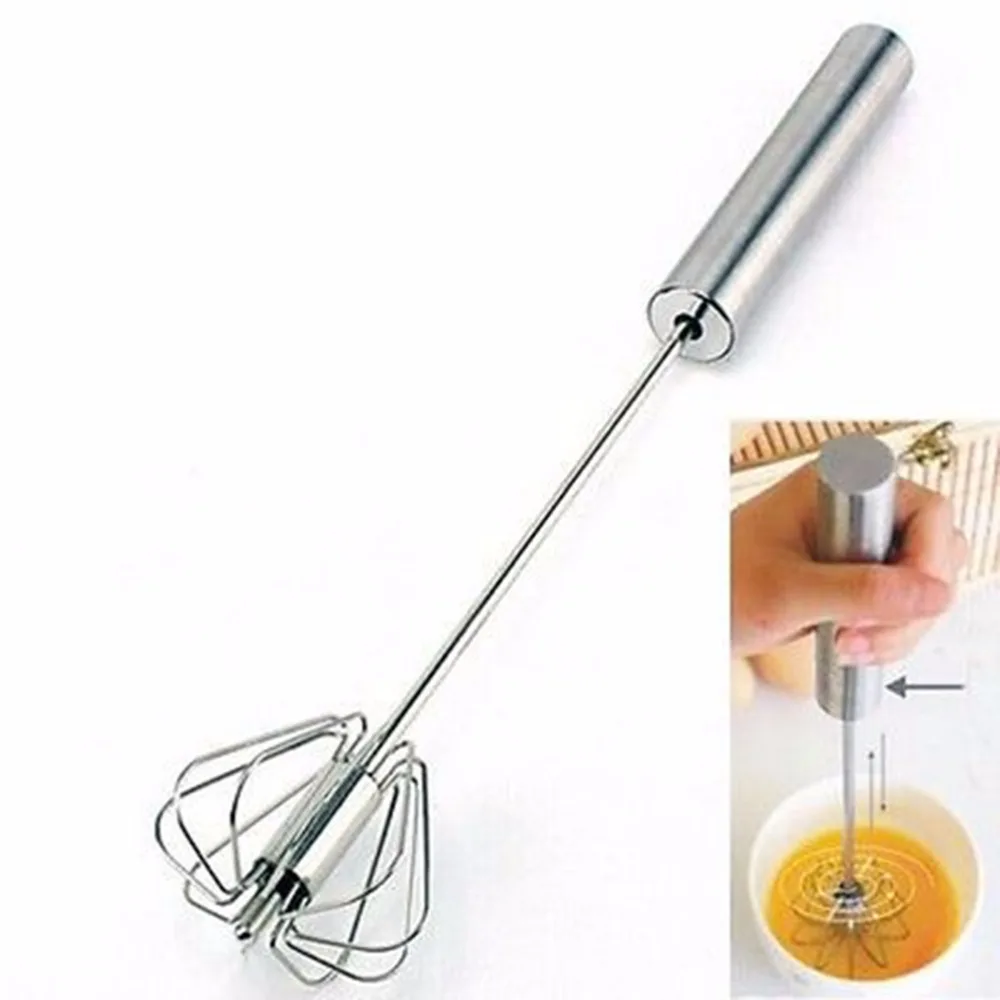 2017 New Stainless Steel Hand Whisk Rotary Egg Beater Paste Cream Mixer