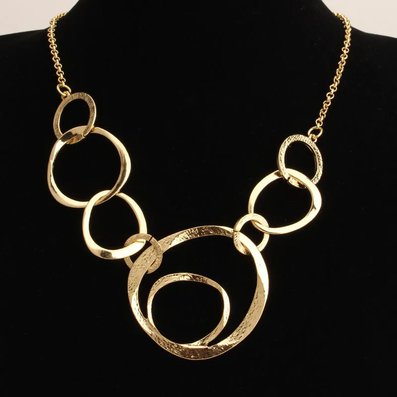 New Women Classical Large Round Circle Statement Pendant Necklace Bib Choker