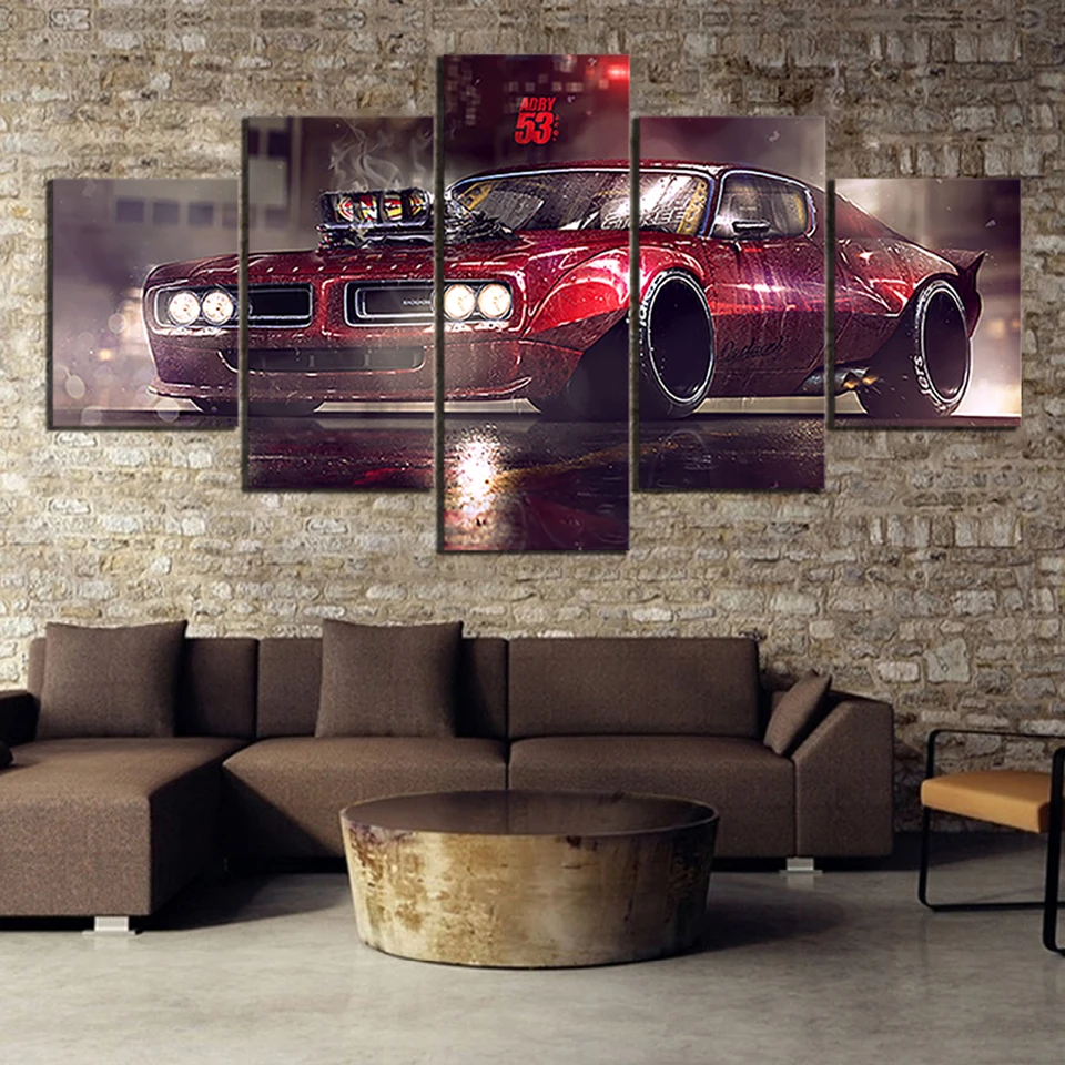 HD-Print-Vehicle-American-Muscle-Car-PONTIAC-GTO-Retro-Sport-Car-Canvas-Painting-Digital-Art-for