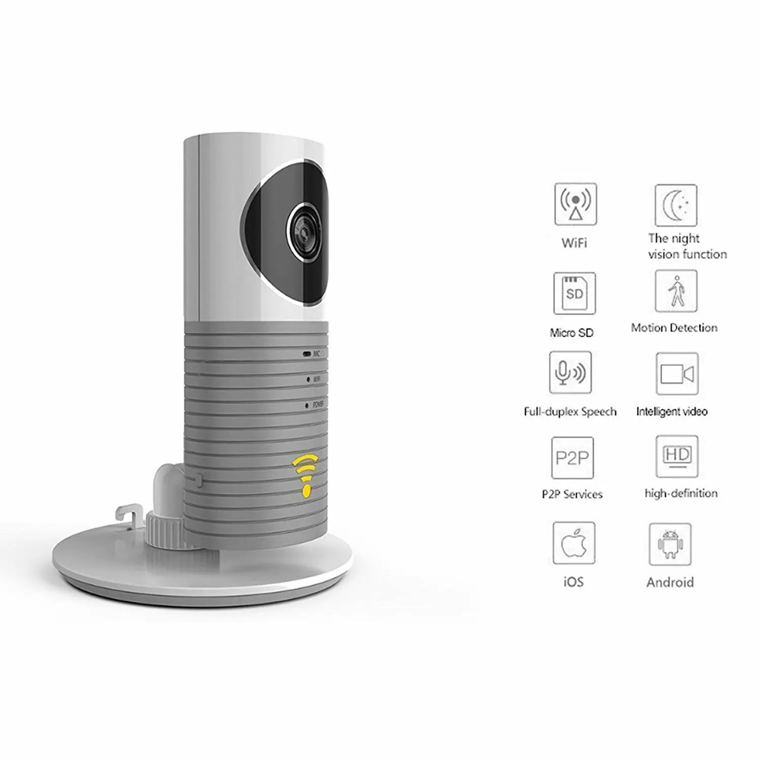 HD 720P умная собака Cleverdog Домашняя безопасность WiFi CCTV IP камера Детский Монитор серый