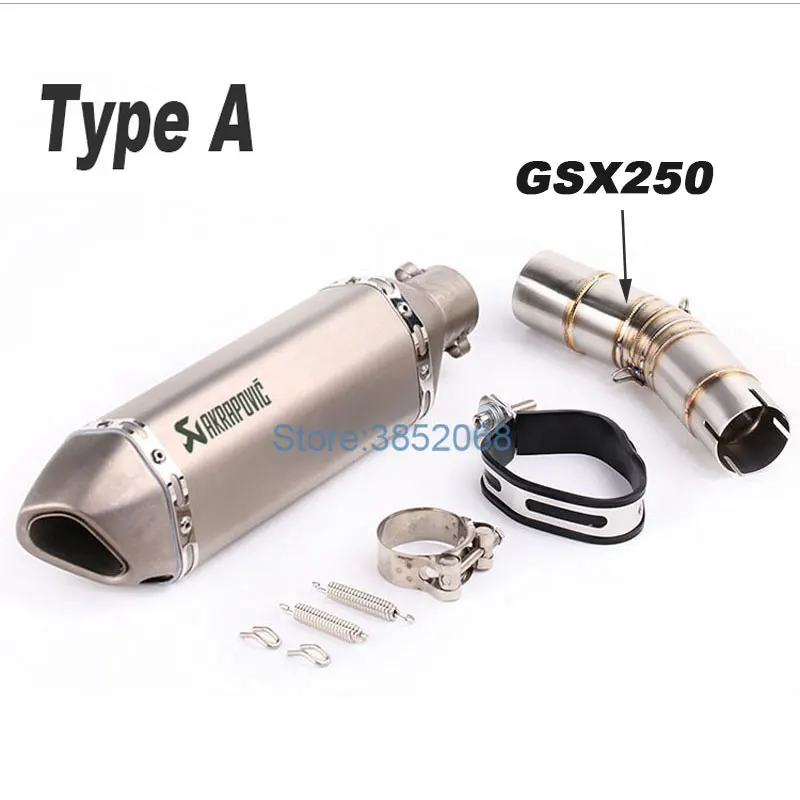 Motocicleta Akrapovic Logo Laser Escape GSX250R medio de conexión motocicleta tubo silenciador con Db Killer