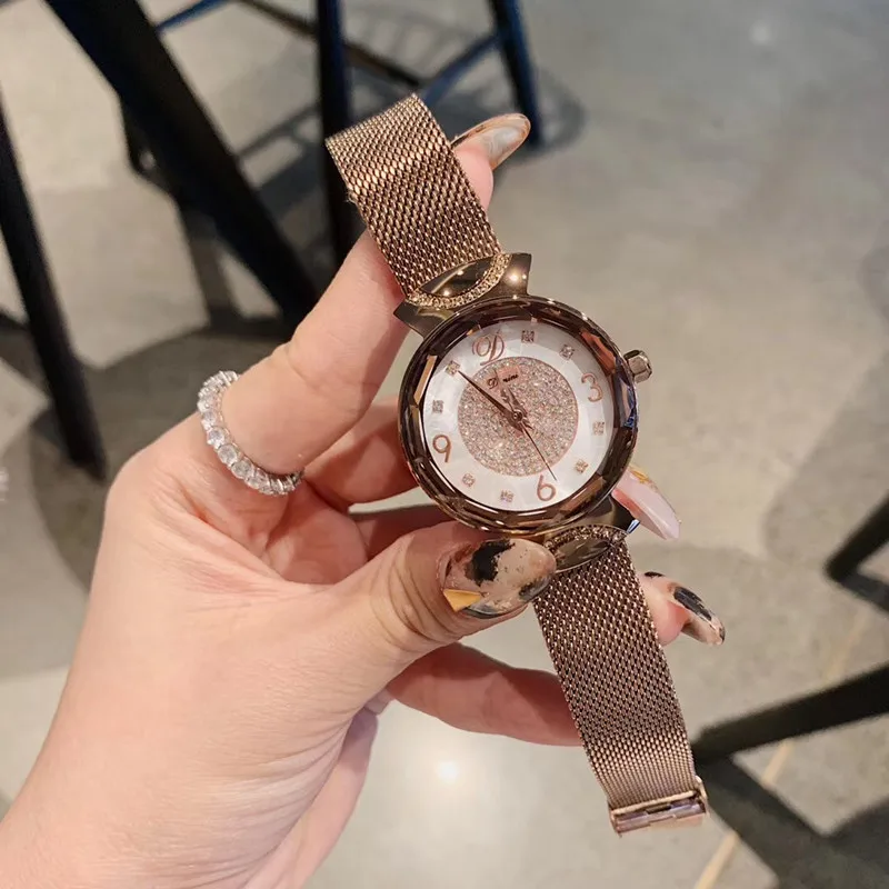 Новые дизайнерские брендовые сексуальные часы с леопардовым принтом для женщин летнее платье Миланский Браслет часы кристаллы кварцевые наручные часы сетка Montre - Цвет: caramel