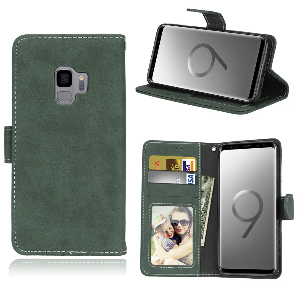 Luxury Flip Leather Case for Samsung Galaxy S7 Edge S8 Plus S9 Plus Stand Cover Matte Leather Cases for Sumsung Galaxy S5 S6 S7 S8 S914