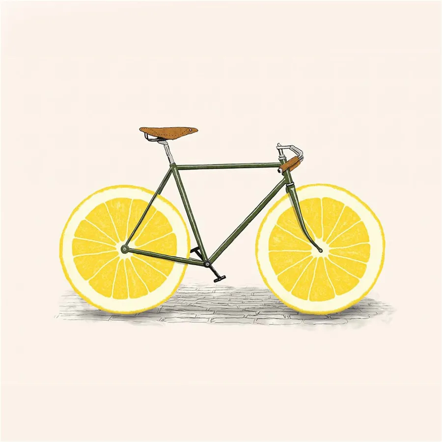 

Wall Art Kids Room Decor Lemon Fruits Bike Painting on Canvas Prints Kitchen Decor Living Room Decoration Nodric Poster