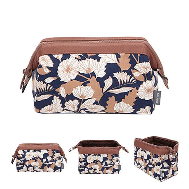 OLAGB Новая модная полиэфирная многофункциональная женская косметичка, Портативная сумка для хранения и путешествий, Высококачественная косметичка - Цвет: Brown flower