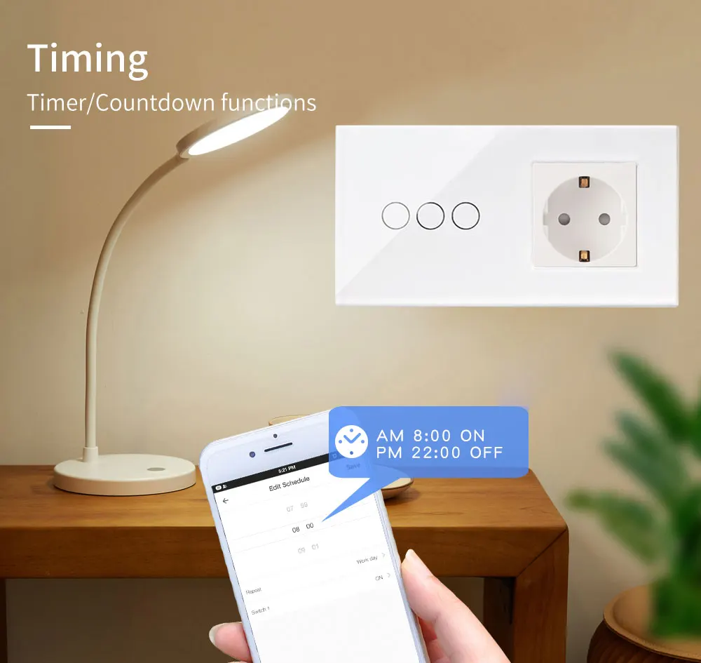 Interruptor de Toque Padrão da ue Controle sem Fio por Tuya Bingoelec Gang 1 Vias Painel Vidro Cristal Alemanha Tomada Interruptor Parede App wi fi 3 7 vidro cristal alemanha tomada interruptor parede controle sem fio por tuya app