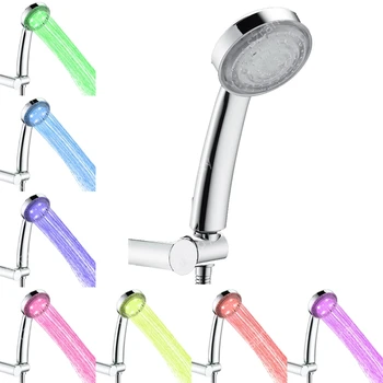 

7 colors Shower Head Rain LED Shower Heads Chrome and ABS Plastic Material Polished Design for Sale LD8008-B10
