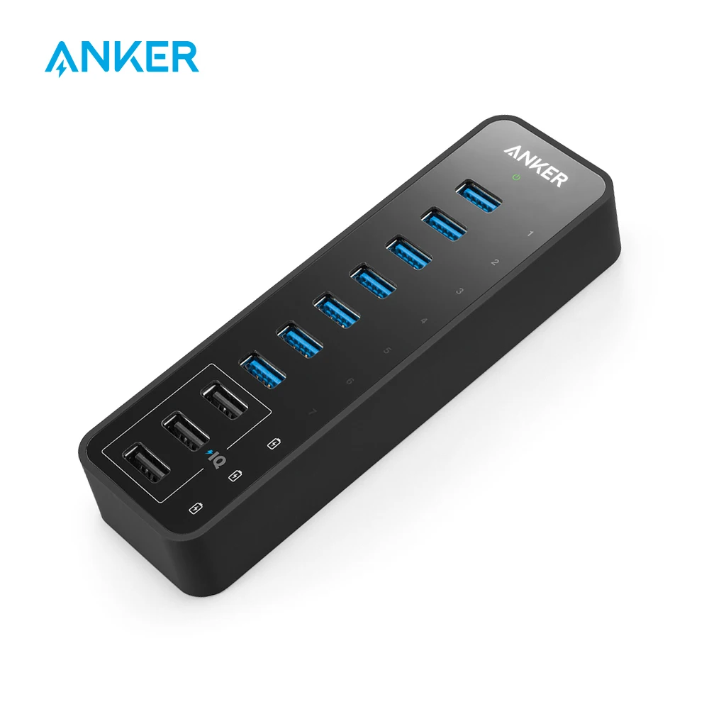  Hub de datos Anker 10 puertos 60W con 7 puertos USB 30 y 3 puertos de carga powereriq para MacBook 