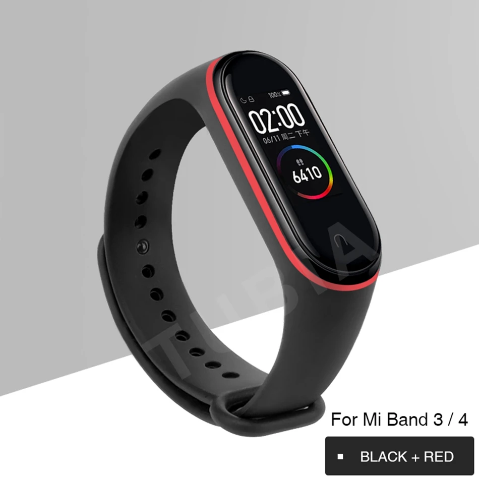 Clear Mi Band 4 3 ремешок на запястье для Xiaomi Mi Band 3 4 Браслет Силиконовый Miband 3 4 NFC аксессуары Smart Mi Band 4 Correa - Цвет: black red AP