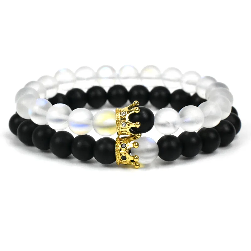 Couple Bracelet Charms Stone Beads Men Jewelry Crown Bracelets For Women Pulseira Masculina Bileklik Pulseira Feminina Couple Bracelet Charms Stone Beads Men Jewelry Crown Bracelets For Women Pulseira Masculina Bileklik Pulseira Feminina