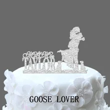 Пользовательское имя свадебный торт Топпер с 2 собаки, длинные волосы Жених и невеста торт Топпер, две собаки смешно свадебный торт Топпер