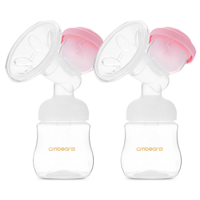 Cmbear Double USB Electric Breast Pump With Milk Bottle Baby Breastfeeding Convenient PP BPA Free Bottle Powerful Breast Pumps