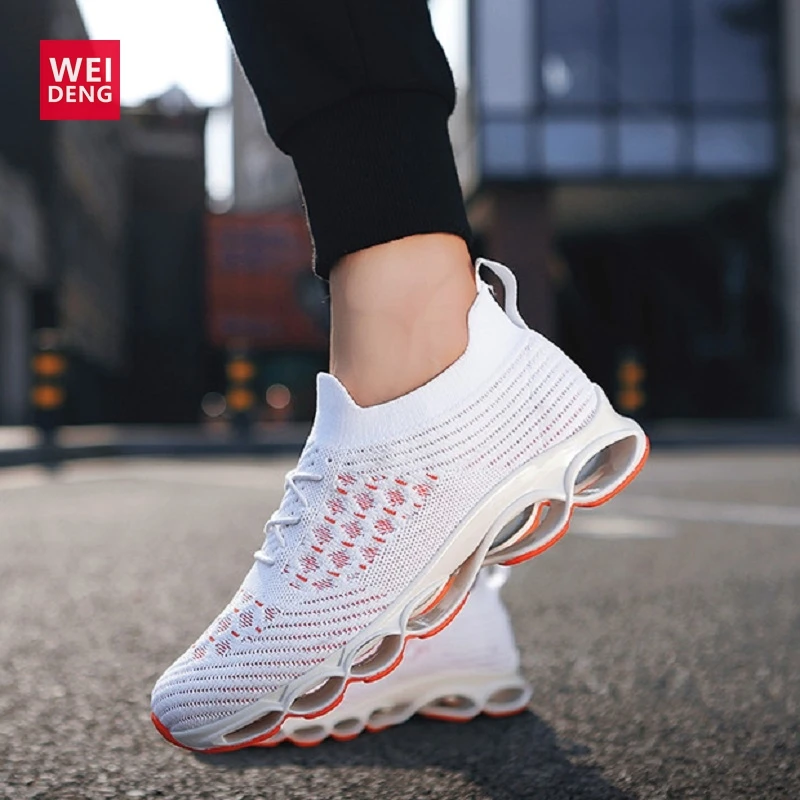 

WeiDeng Men Casual Blade Hombre Running WAVE Basketball Tenis Masculine Cool Sock Shoes PROPHECY Sole Fly Mesh Breathable Shock