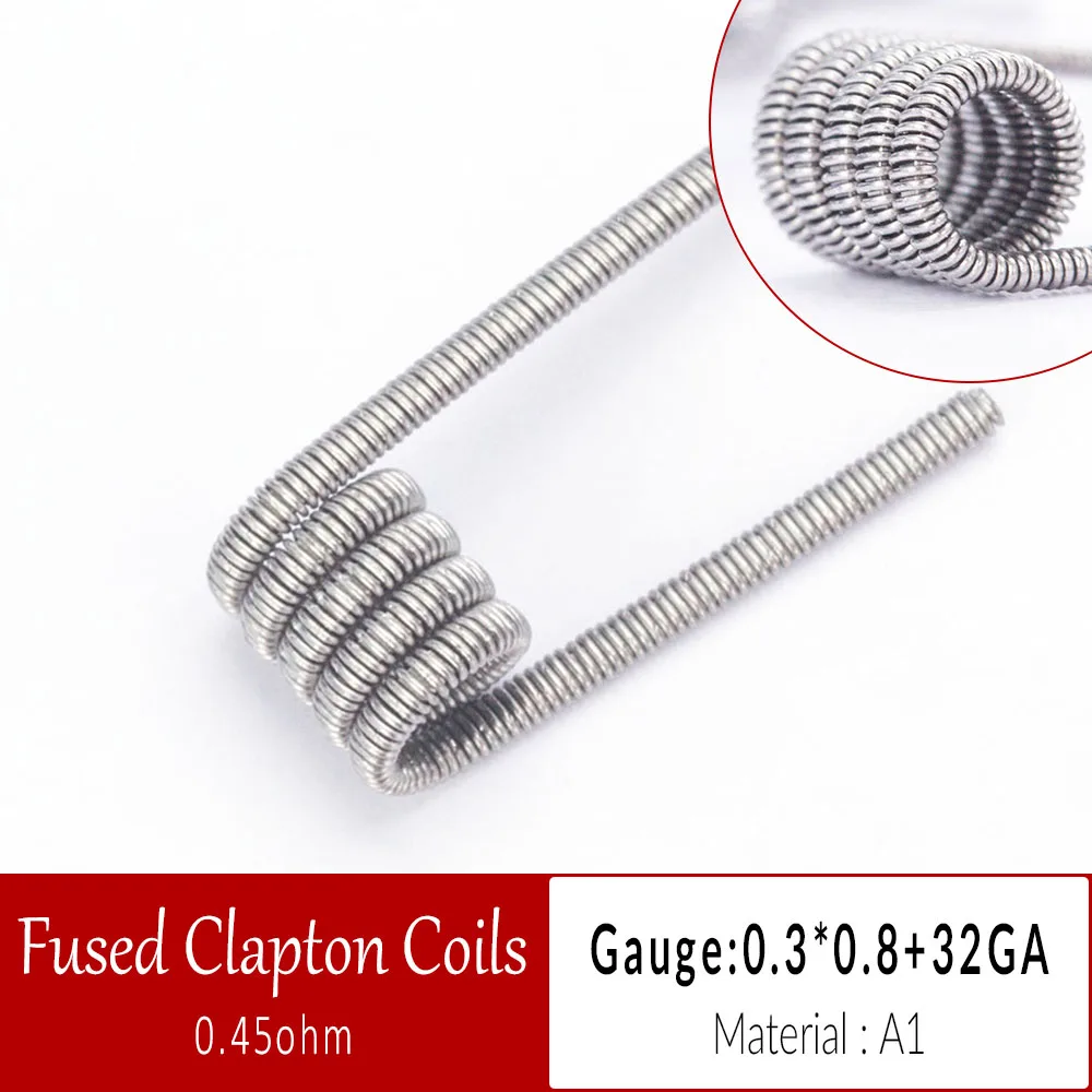 Катушки отец 10 шт./кор. Alien Clapton Flat Twisted Fused Clapton с сопротивлением Quad Тигр нагрева электронная сигарета провод готовые катушки - Цвет: Fused Clapton Coil