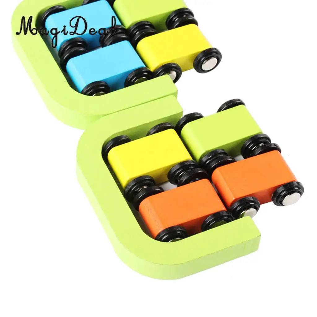 Colorful Wooden Ramp Race Track & 8 mini Inertia Car Playset - Toddlers Baby Toys Developmental Preschool Games